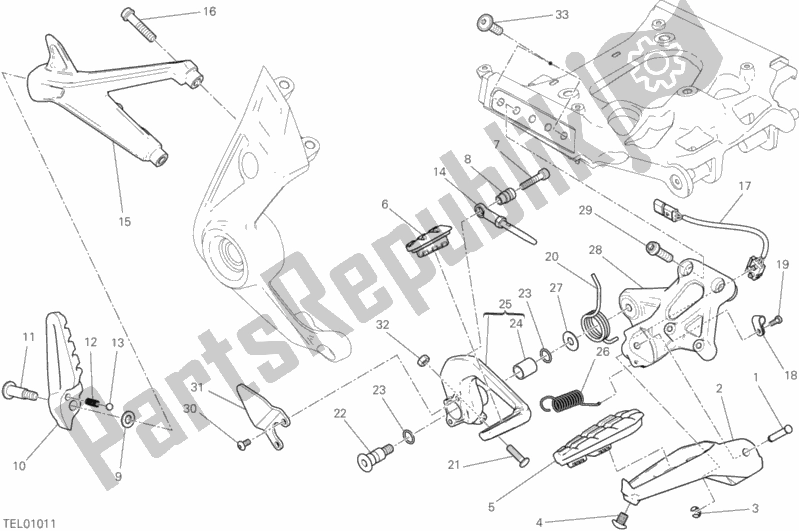 All parts for the Footrests, Right of the Ducati Diavel Xdiavel USA 1260 2018